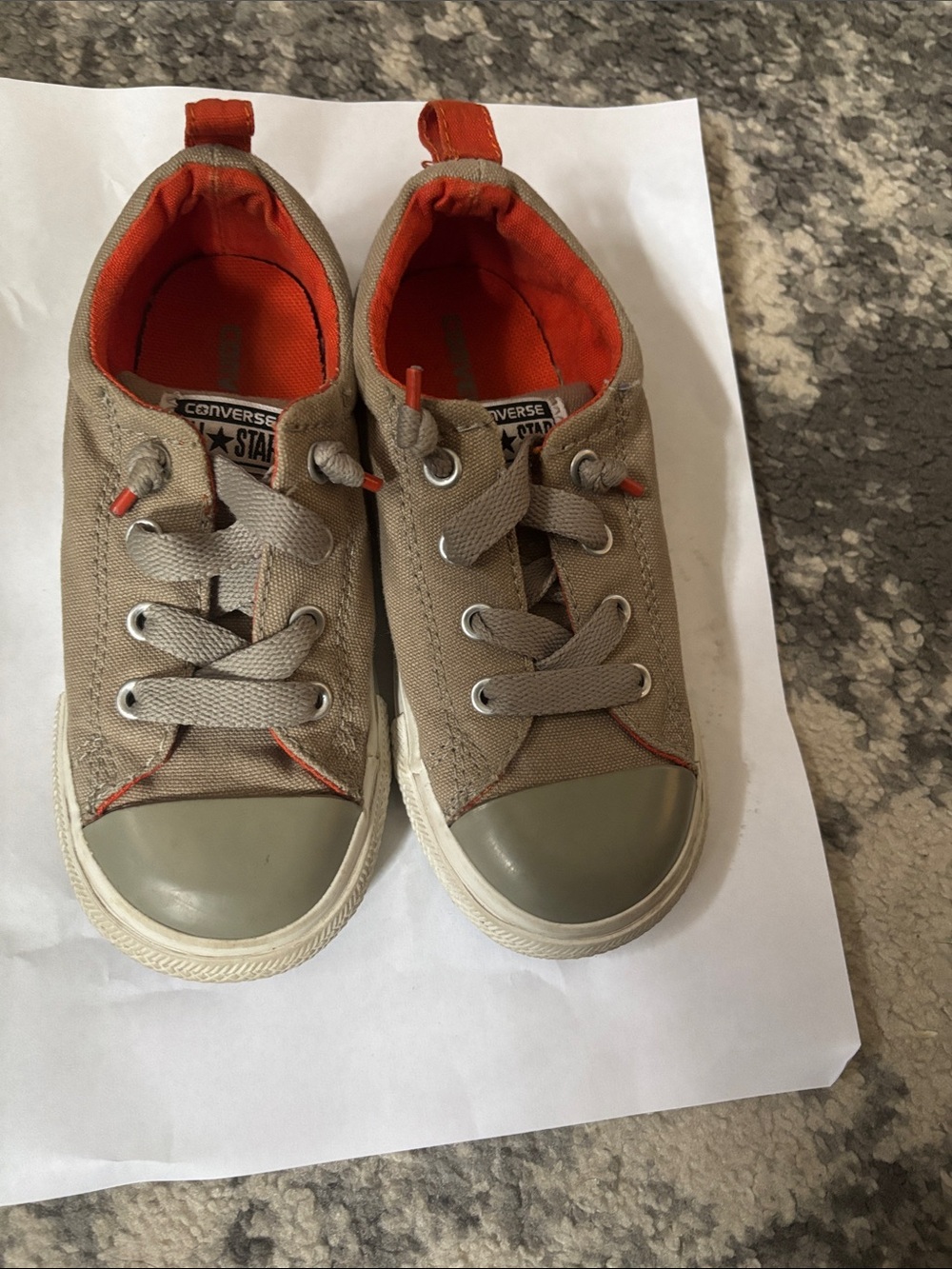 Converse Kids Khaki Canvas Sneakers with Orange Lining